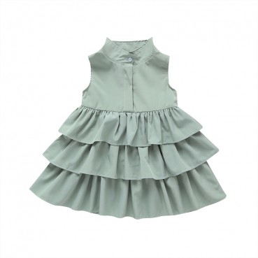 Summer European and American childrens childrens children tide Fan Puring chiffon sleeveless dress childrens skirt