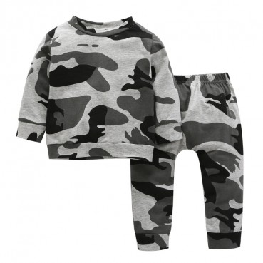 INS autumn new casual sweater camouflage pants two-piece suit factory direct sales