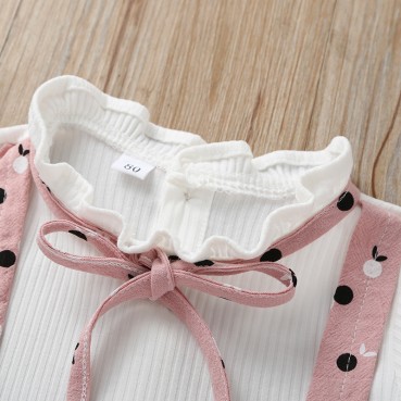 [Woven] factory spot spring and autumn Korean version of the baby girl girls dress round point color match long sleeve