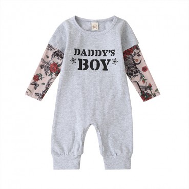 New long-sleeved tattoo printing baby, spring, autumn, autumn, baby, clothes, harass, hot sale