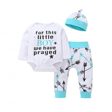 INS explosion models autumn and winter new childrens mid-parent printing harassed + pants + hat three pieces