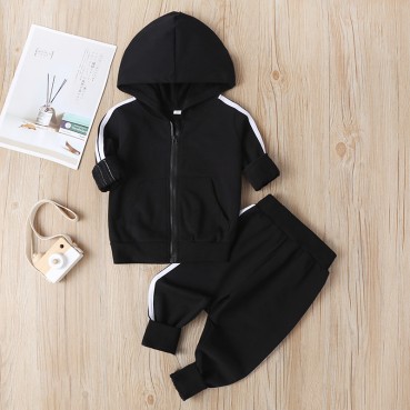 Spot casual black baby girl sweater set black fashion childrens zipper childrens suit hot sale