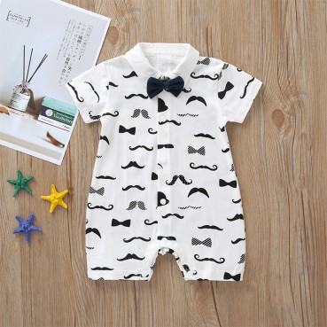 [Woven] Spot summer wild baby young children neutral lapel coat cotton short-sleeved short romper manufacturers