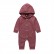 [Knitting] long-sleeved hooded coated clothes baby single row buckle solid color simple fashion long rid of clothing