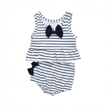 European and American swimwear girls new beach swimsuit set childrens sleeveless stripe swimwear