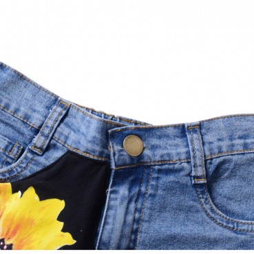 Tong suit INS childrens clothing childrens sleeveless sunflower vest + denim short pants boy suit