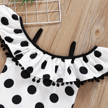 Spot summer, small girl dots, a word collar hanging cotton sleeveless top trousers set manufacturer