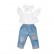 New European and American fashion girl suit girls over-cave jeans two-piece wholesale hot sale