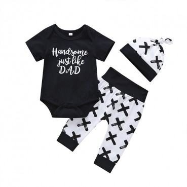 Baby long sleeve cloth black pattern trousers three-piece summer EABY INS explosive childrens wear