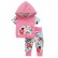 Childrens clothing female child summer suit children female crushed flower short sleeve hooded sweater suit