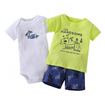 INS newborn 3 pieces of summer new baby lingerie hare children T-shirt childrens suit wholesale