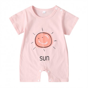 [Knit] European and American summer baby short sleeve liab clothes dark buckle fashion cartoon cute baby haha