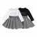 Girls long sleeve dress spring and autumn childrens letter black and white children skirt vacation two-piece dress