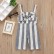 [Woven] new summer Korean version of the child girls pants striped trousers medium waist straps childrens clothing