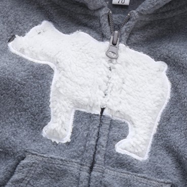 [Knitting] European and American baby congregation long-sleeved hooded personality polar bear men and women baby haha