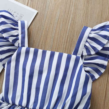 [Woven] small and medium childrens sleeveless dress Europe and the United States striped bow simple fashion