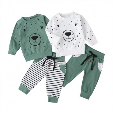 Childrens new childrens sweater bear two-piece boys long-sleeved T-shirt tide casual suit