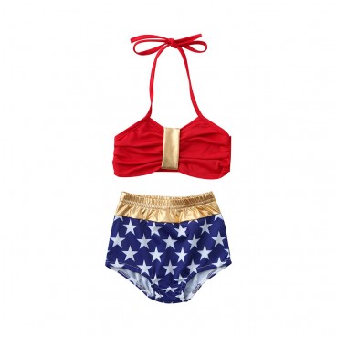 Best selling American girls swimsuit set soft and comfortable childrens swimwear two-piece one factory direct sales