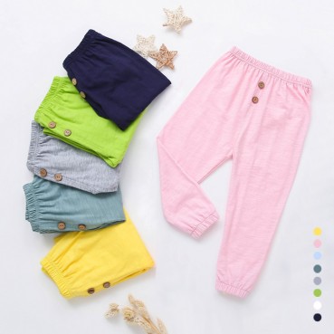 [Knitting] Summer childrens cotton aquarium anti-mosquito pants children trousers candy color simple fashion