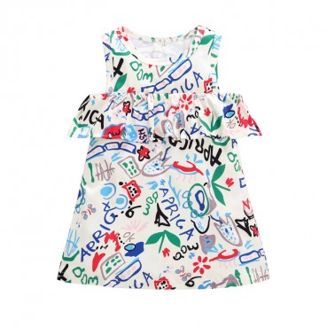 Summer new hot batch Europe and the United States wind childrens clothing dress sleeveless doodle skirt vest skirt