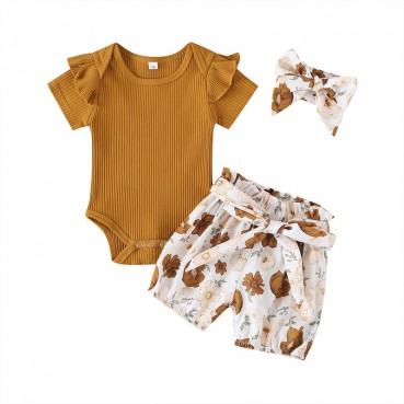 New baby clothing set cotton summer print fashion European and American baby haha ​​clothing shorts two-piece