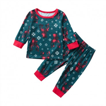 [Knitting] Boys two-piece Christmas Elk long-sleeved trousers suit childrens holiday Europe and the United States