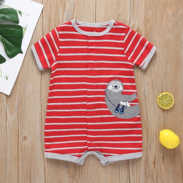 Summer baby short sleeve linnating clothing men and women baby short-sleeved co-jacket striped cartoon short rope hot