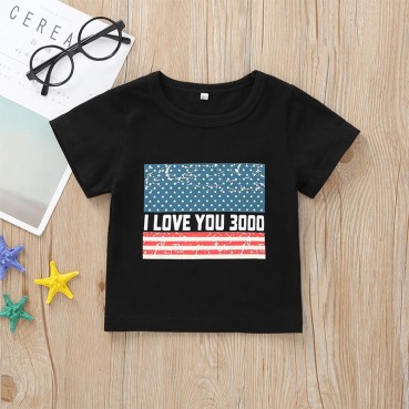 Spot summer European and American neutral household short-sleeved letters T-shirt Independence day parent-child dress