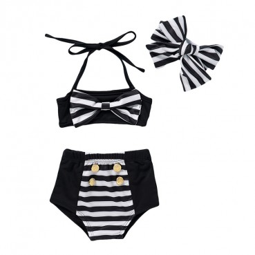 New baby girl child bikini swimwear suit summer haeding split swimming supplies