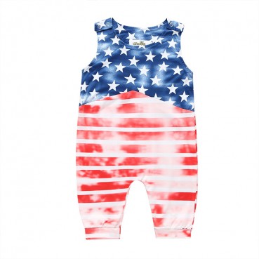 Spot summer baby girl girls Europe and the United States Star flags suggestion sleeveless crawler