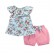 Childrens clothing summer girls childrens slopes sleeveless top shorts 2 pieces of short sleeve shorts two-piece suit