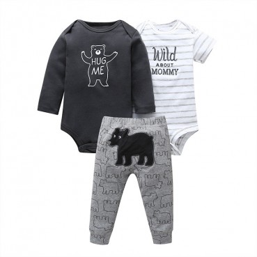 New infant mens baby cotton coat + trousers three sets of sets