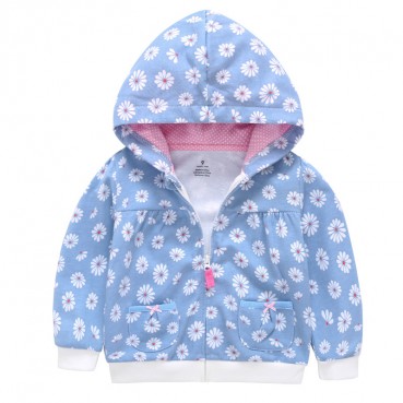 INS girls candy color hooded zip coat tops sweater