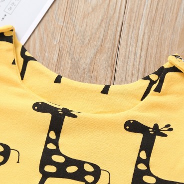 [Woven] Yellow summer casual infant young child female baby cartoon circle necropsy cotton sleeveless crawler wholesale