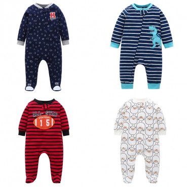 Autumn and winter models long sleeves foot lunar clothes harassed striped prints rid of men and women baby baby