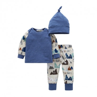 Autumn and winter new INS with men and women three-piece baby baby three-piece T-shirt + trousers + hat childrens suit