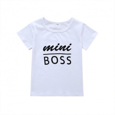 New children boss letters summer short-sleeved T-shirt male circular tarth