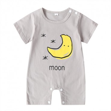 [Knit] European and American summer baby short sleeve liab clothes dark buckle fashion cartoon cute baby haha