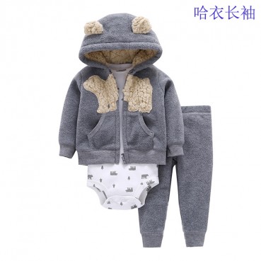 Infant cotton clothing newborn imitation lamb hooded coat haha ​​clothing suit