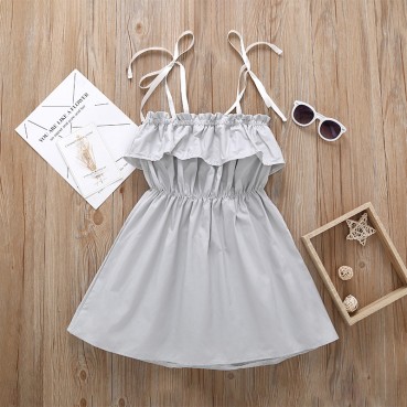 New girls solid color fashion slings dress soft and comfortable female baby casual skirt