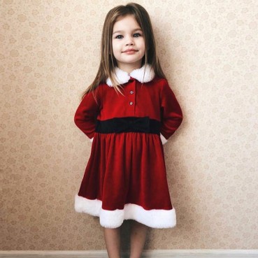 Autumn and winter New Year Christmas Day dress childrens clothing European and American girls long-sleeved Christmas