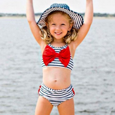 Infant Swimwear Set Striped Bow Comfort Soft Girl Swimwear Two Sets