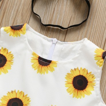 [Woven] childrens wear new summer European and American childrens sunflower sleeveless dress girl skirt