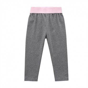 [Knit] new childrens solid color casual pants cotton children girls long pants loose waist leggings hot sale