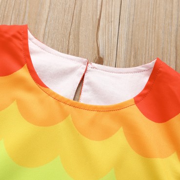 Summer child European and American girls clothing cute sleeveless rainbow wavy striped dress children skirt