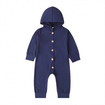 New baby hooded coat coat solid color single row childrens clothing spring long sleeve ridsencing wholesale