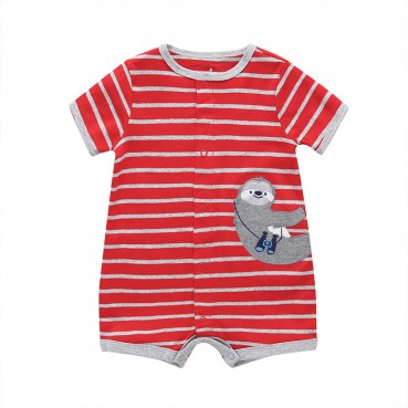 Summer baby short sleeve linnating clothing men and women baby short-sleeved co-jacket striped cartoon short rope hot