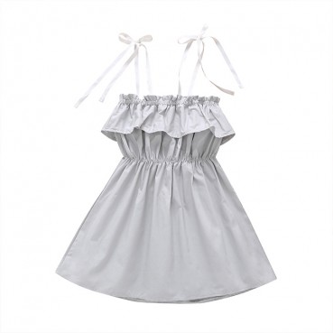 New girls solid color fashion slings dress soft and comfortable female baby casual skirt