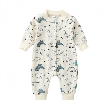 New baby conjoined European and American autumn cotton long-sleeved baby long romper cartoon dinosaur ha clothing out