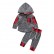 Hot Boy Gray Autumn Hood Sweater Set Children Casual Red Plaid Two Pieces